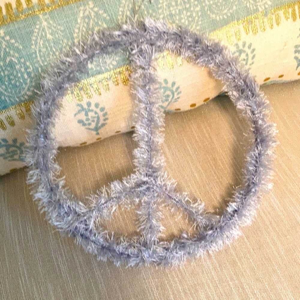 Furry/Eyelash Boho Peace Sign Wall Hanging